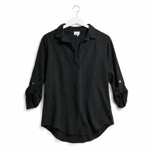 Sun Moda California Black Gauze Tunic XL Made in USA Resort Top